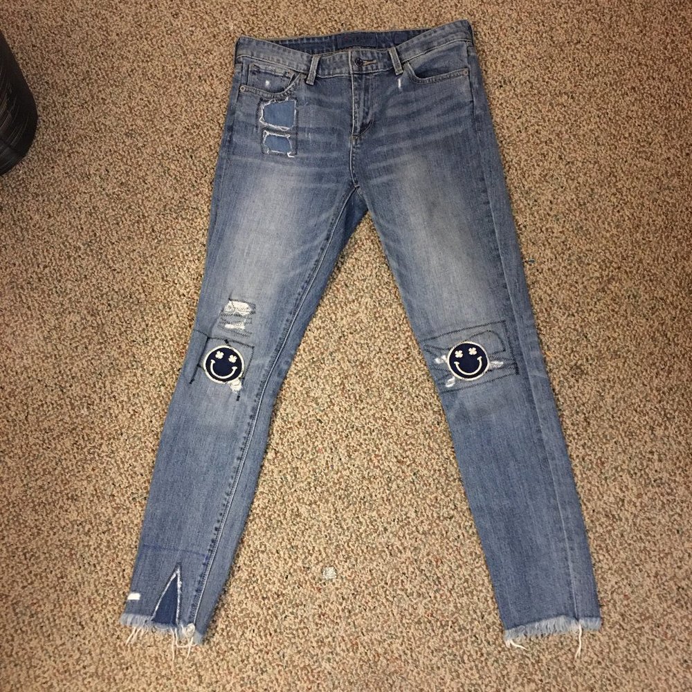 Lucky Brand 2/26 Ava Skinny Smiley Face Jeans